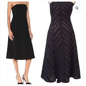 NWT Ann Taylor Black Embroidered Strap / Strapless Midi Dress Size 4